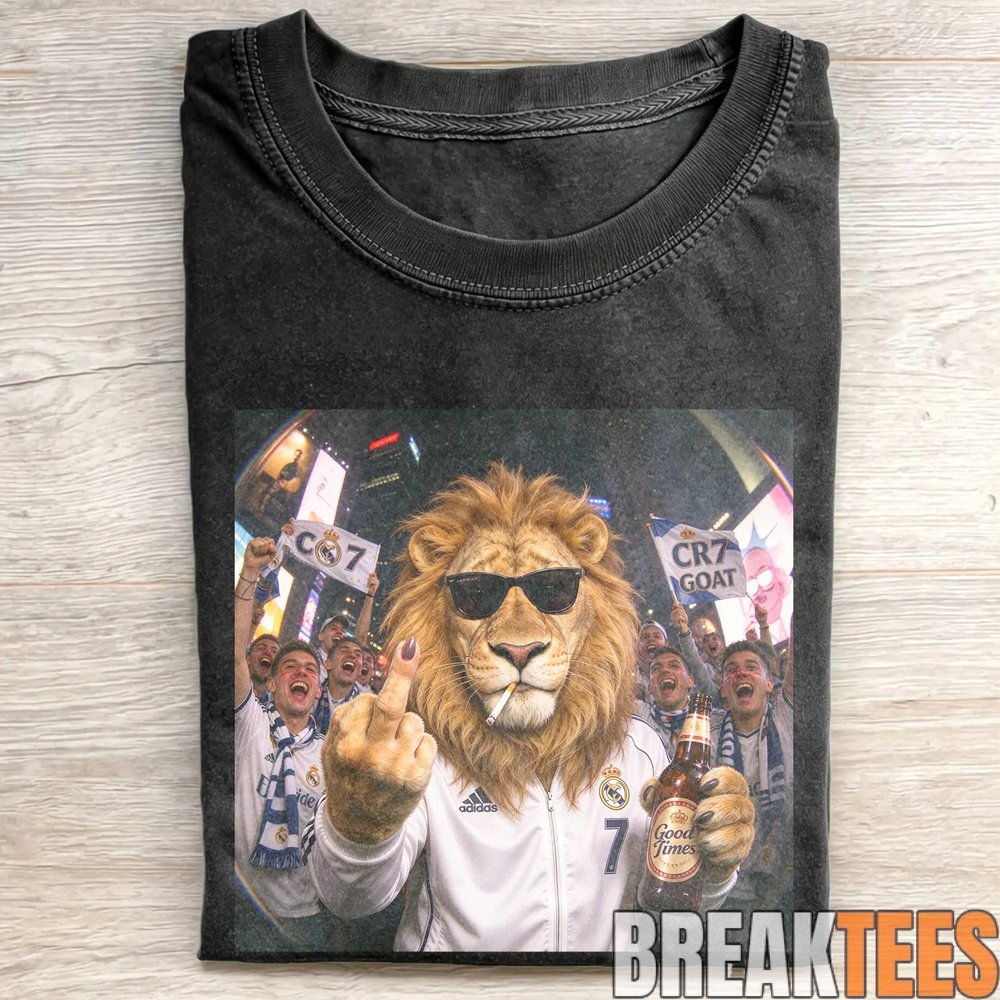 Real Madrid No. 7 Middle Finger Lion Funny Soccer Meme T-Shirt Real Madrid No. 7 Middle Finger Lion Funny Soccer Meme T-Shirt