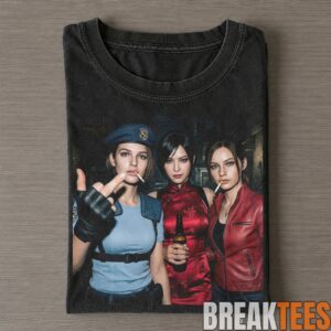Resident Evil Leon Kennedy and Chris Redfield Smoking on a Couch T-Shirt