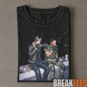 Resident Evil Leon Kennedy and Chris Redfield Smoking on a Couch T-Shirt 2 Resident Evil Leon Kennedy and Chris Redfield Smoking on a Couch T-Shirt 2