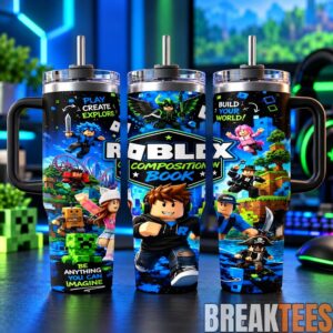 Roblox Inspired 40oz Tumbler with Handle and Straw - Colorful Gaming Character