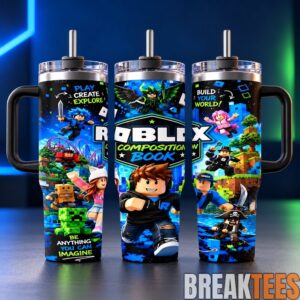 Roblox Inspired 40oz Tumbler with Handle and Straw - Colorful Gaming Character 1
