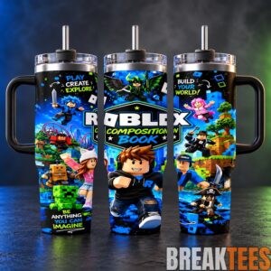 Roblox Inspired 40oz Tumbler with Handle and Straw - Colorful Gaming Character 2