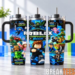 Roblox Inspired 40oz Tumbler with Handle and Straw - Colorful Gaming Character 3