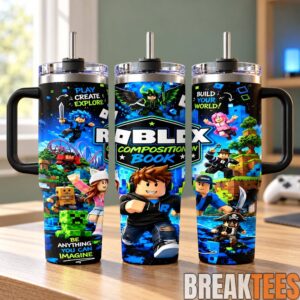 Roblox Inspired 40oz Tumbler with Handle and Straw - Colorful Gaming Character 4