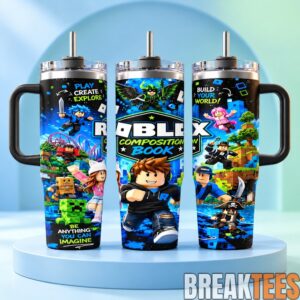 Roblox Inspired 40oz Tumbler with Handle and Straw - Colorful Gaming Character 5