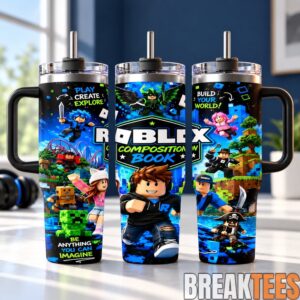 Roblox Inspired 40oz Tumbler with Handle and Straw - Colorful Gaming Character 6