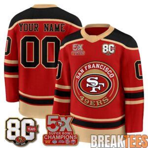 San Francisco 49ers 4X Champs Custom Hockey Jersey 2
