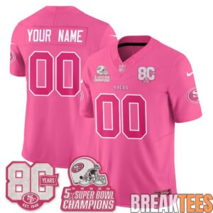 San Francisco 49ers Pink Edition Custom Football Jersey