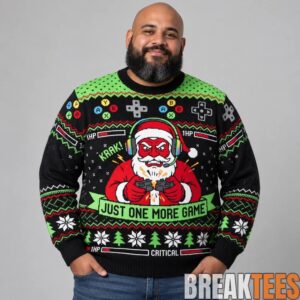 Santa Rage Quit Broken Controller Just One More Game Ugly Christmas Sweater 2