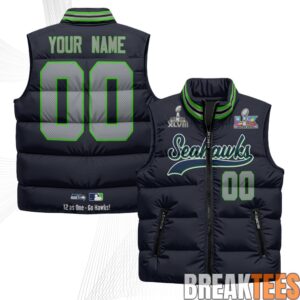 Seattle Seahawks Super Bowl Champs Custom Puffer Vest 1 Seattle Seahawks Super Bowl Champs Custom Puffer Vest 1