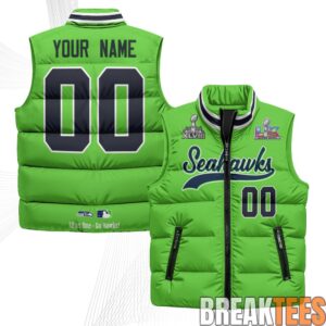 Seattle Seahawks Super Bowl Champs Custom Puffer Vest 2 Seattle Seahawks Super Bowl Champs Custom Puffer Vest 2