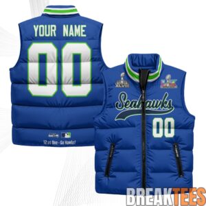 Seattle Seahawks Super Bowl Champs Custom Puffer Vest 3 Seattle Seahawks Super Bowl Champs Custom Puffer Vest 3