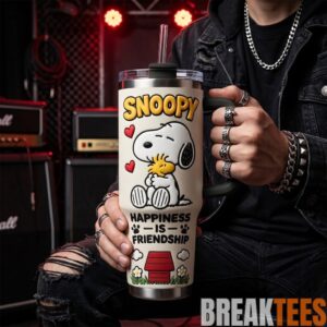 Snoopy & Woodstock Insulated Tumbler with Handle and Straw, Cute Peanuts Travel Coffee Mug 1