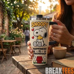 Snoopy & Woodstock Insulated Tumbler with Handle and Straw, Cute Peanuts Travel Coffee Mug 2