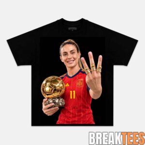 Spain Alexia Putellas Holding the Ballon d’Or and Raising Three Fingers Shirt