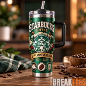 Starbucks 55th Anniversary 40oz Tumbler with Handle & Straw - 1971-2026 Green Coffee Stainless Steel Cup, Coffee Lover Gift