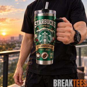 Starbucks 55th Anniversary 40oz Tumbler with Handle & Straw - 1971-2026 Green Coffee Stainless Steel Cup, Coffee Lover Gift 1