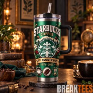 Starbucks 55th Anniversary 40oz Tumbler with Handle & Straw - 1971-2026 Green Coffee Stainless Steel Cup, Coffee Lover Gift 2