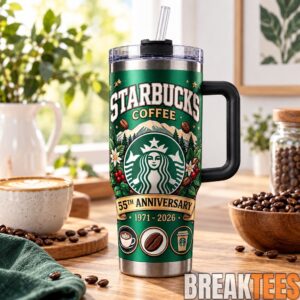 Starbucks 55th Anniversary 40oz Tumbler with Handle & Straw - 1971-2026 Green Coffee Stainless Steel Cup, Coffee Lover Gift 3
