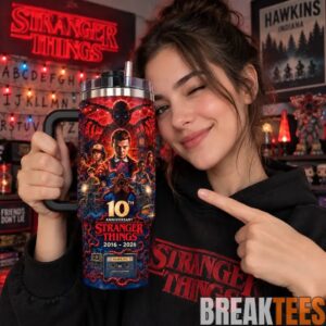 Stranger Things 10th Anniversary Tumbler with Handle 1
