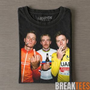 Tadej Pogacar, Brandon McNulty and Mathieu van der Poel Smoking Tee 1