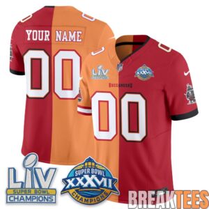 Tampa Bay Buccaneers Super Bowl Split Edition Custom Football Jersey 3