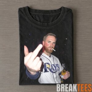 Tampa Bay Rays Drew Rasmussen Smoking, Holding a Bottle and Middle Finger T-Shirt