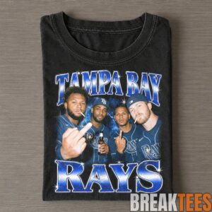 Tampa Bay Rays Players Smoking and Middle Finger Four-Player Collage T-Shirt