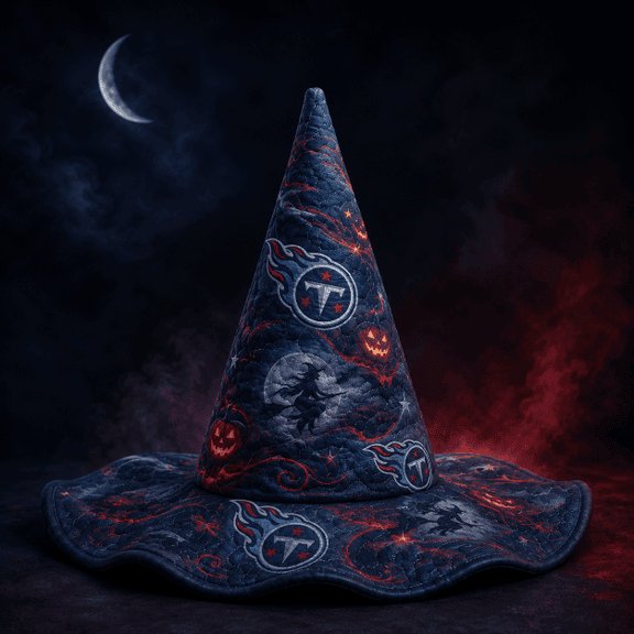 Tennessee Titans Halloween Moon Pumpkin Quilted Witch Hat Tennessee Titans Halloween Moon Pumpkin Quilted Witch Hat