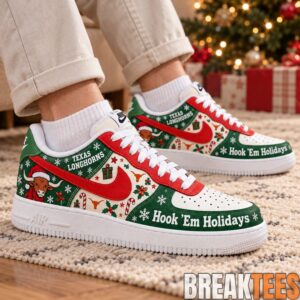 Texas Longhorn Hook 'Em Christmas Holiday AF1 Shoes 1 Texas Longhorn Hook 'Em Christmas Holiday AF1 Shoes 1