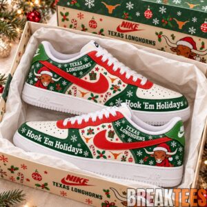 Texas Longhorn Hook 'Em Christmas Holiday AF1 Shoes 2 Texas Longhorn Hook 'Em Christmas Holiday AF1 Shoes 2