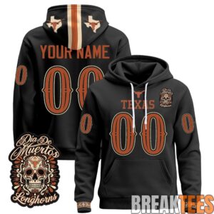 Texas Longhorns Día de los Muertos Premium Custom Fleece Hoodie 2