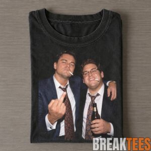 The Wolf of Wall Street Jordan Belfort and Donnie Azoff Smoking and Middle Finger T-Shirt