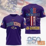 BreakTees 19 Baltimore Ravens NFL God America 250 Years Limited Edition 3D T Shirt