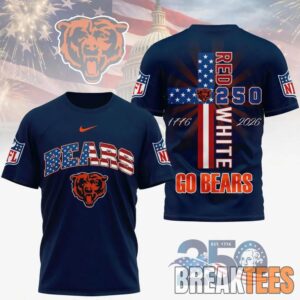 Chicago Bears NFL God America 250 Years Limited Edition 3D T-Shirt