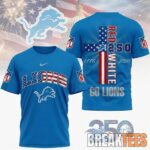 BreakTees 24 Detroit Lions NFL God America 250 Years Limited Edition 3D T Shirt