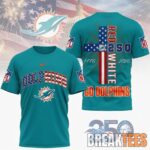 Miami Dolphins NFL God America 250 Years Limited Edition 3D T Shirt