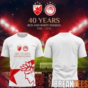 Olympiacos FC 40 Years of Red  White Passion Anniversary Tee